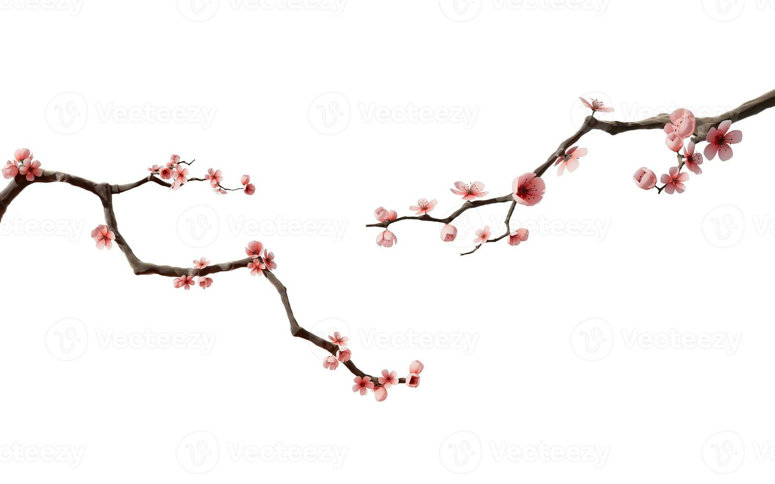 prune fleur avec chinois encre La peinture style, 3d le rendu. photo
