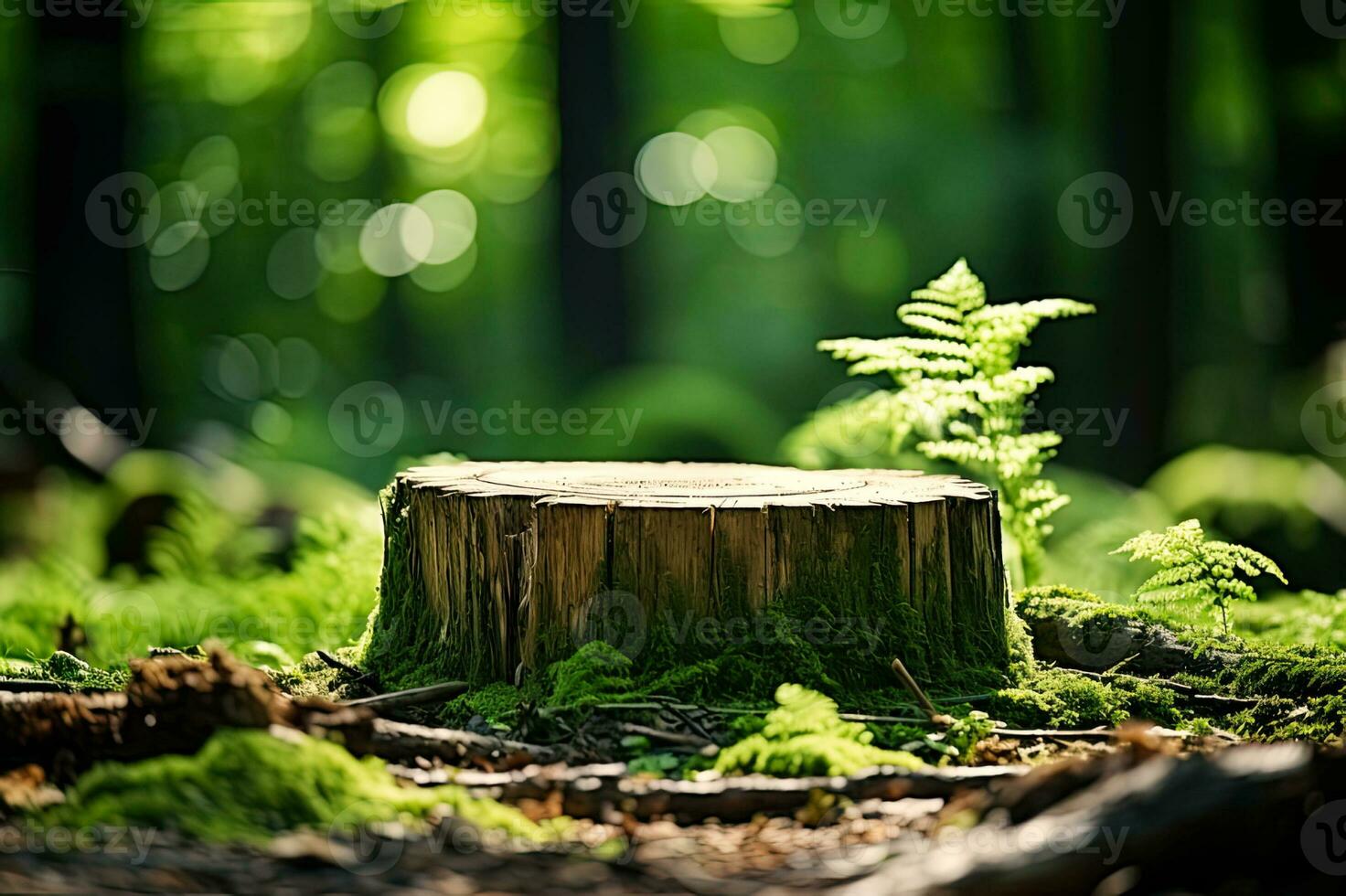 environnement économie ancien arbre souche vert forêt génératif ai photo