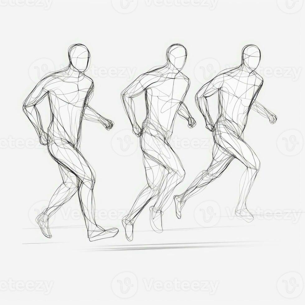 Trois coureurs dans continu ligne dessin style photo