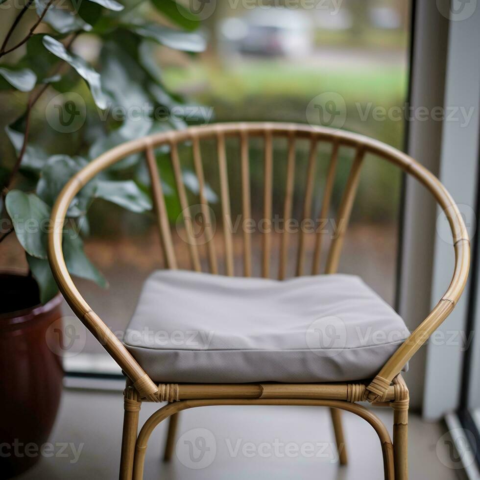 minimaliste style chaise dans véranda ai généré photo