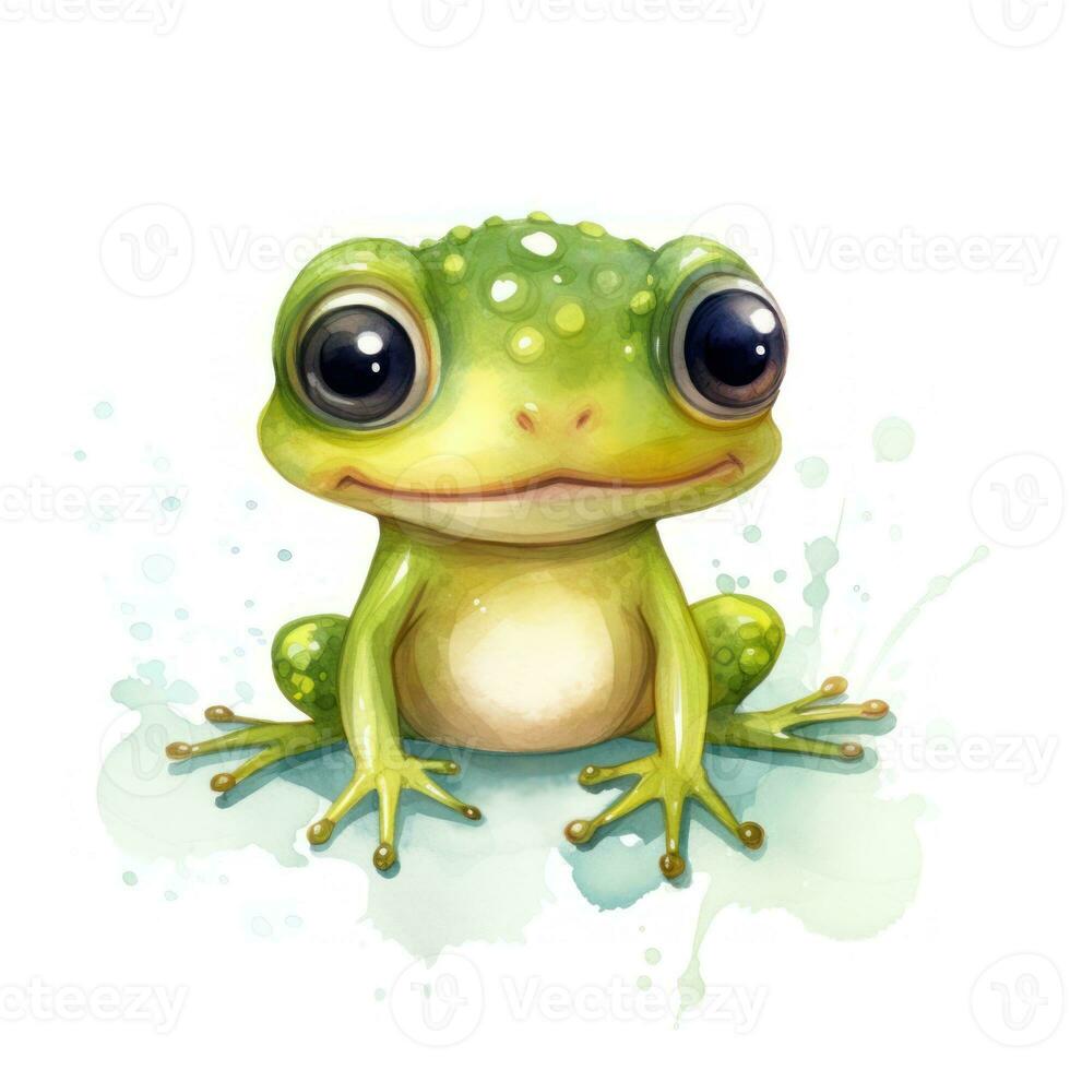 adorable bébé grenouille clipart sur blanc Contexte ai généré photo