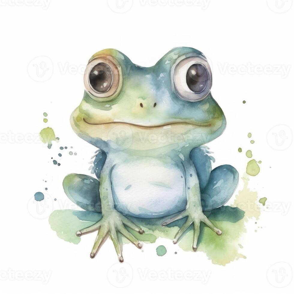 adorable bébé grenouille clipart sur blanc Contexte ai généré photo