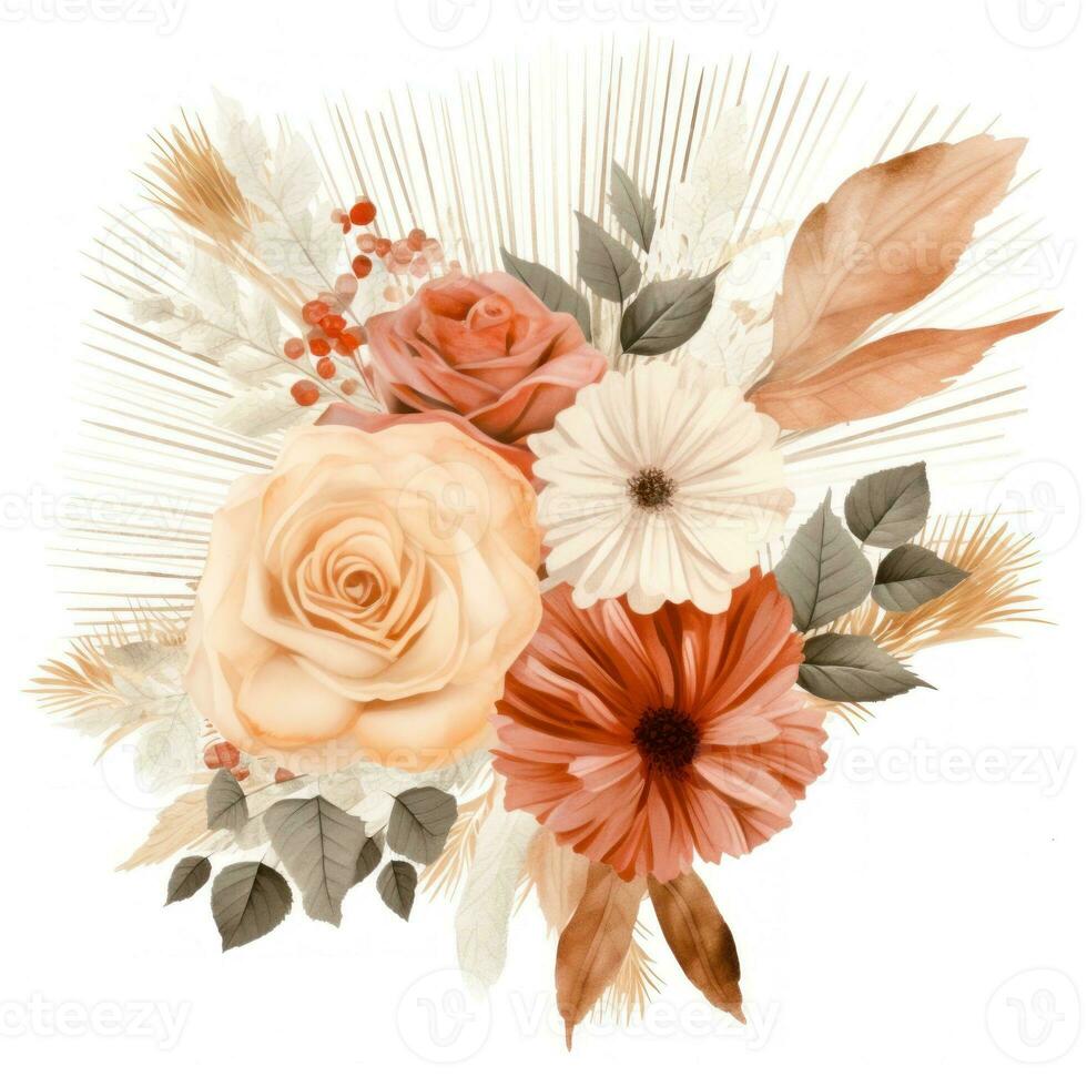 minimaliste boho floral arrangement pour mariage invitations ai généré photo