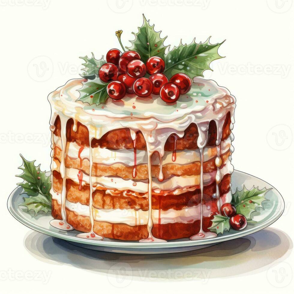 vibrant Noël gâteau avec rouge vert et or accents ai généré photo