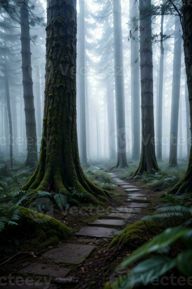 photo de le foncé colonne vertébrale forêt Contexte fond d'écran