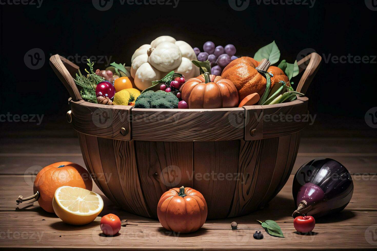 studio photo de le panier avec l'automne récolte des légumes