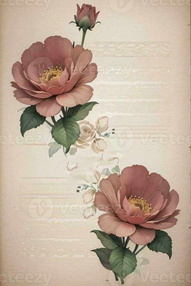 ancien papier avec fleurs texture Contexte photo
