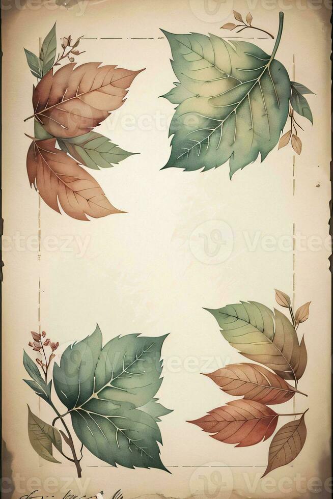 ancien papier avec feuilles texture Contexte photo