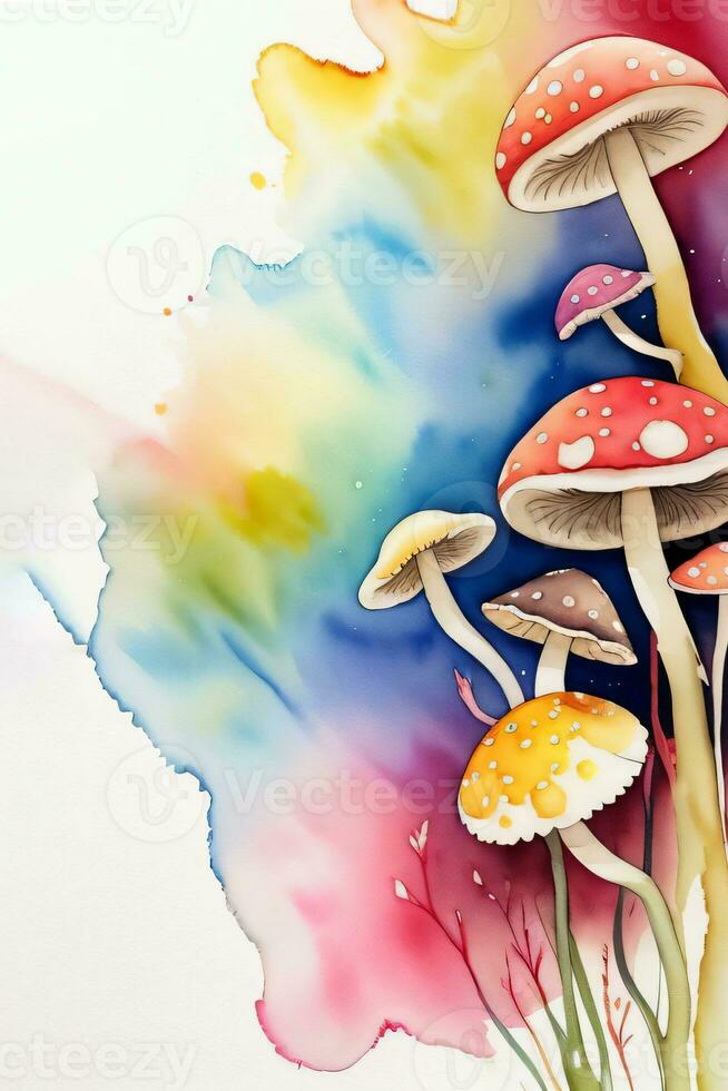 aquarelle Contexte pour texte avec champignons photo