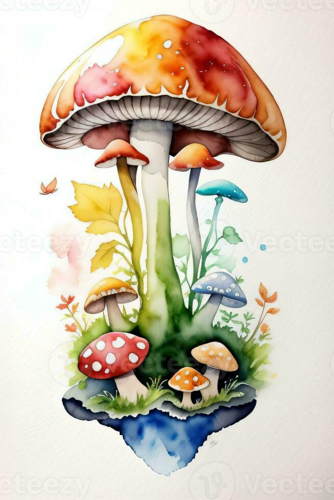 aquarelle Contexte pour texte avec champignons photo