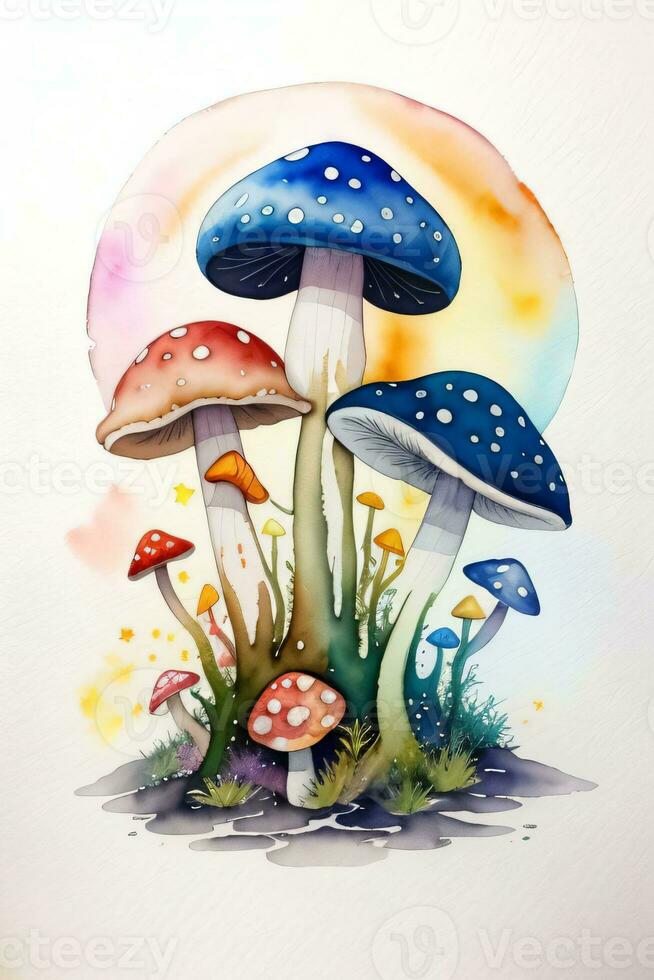 aquarelle Contexte pour texte avec champignons photo