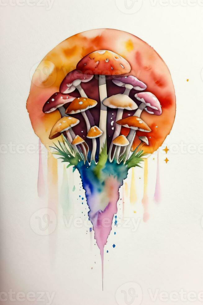 aquarelle Contexte pour texte avec champignons photo