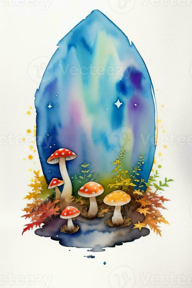 aquarelle Contexte pour texte avec champignons photo