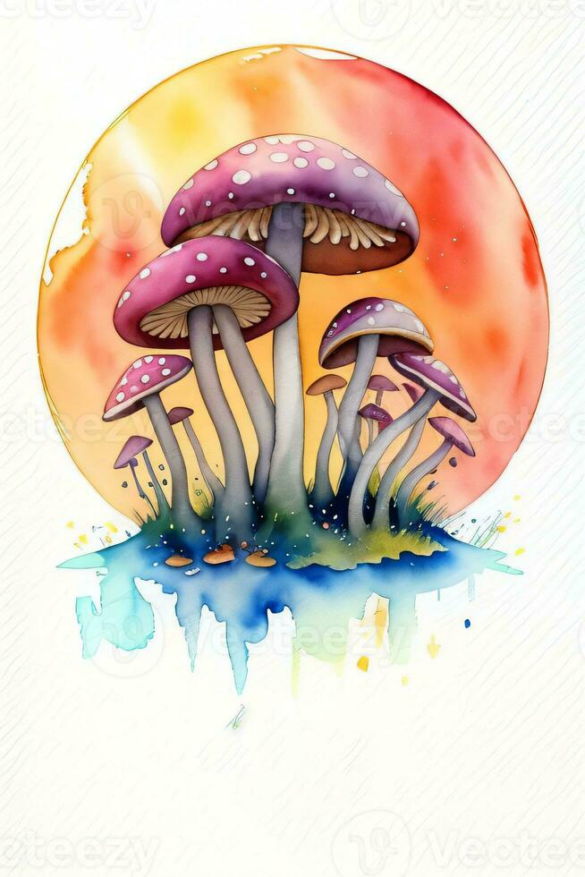 aquarelle Contexte pour texte avec champignons photo