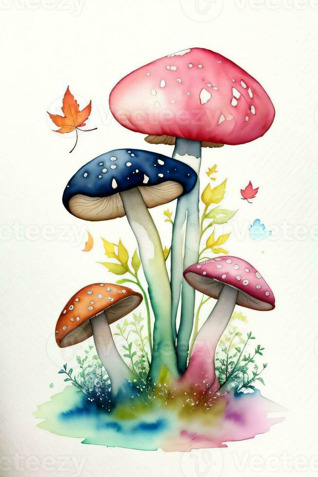 aquarelle Contexte pour texte avec champignons photo