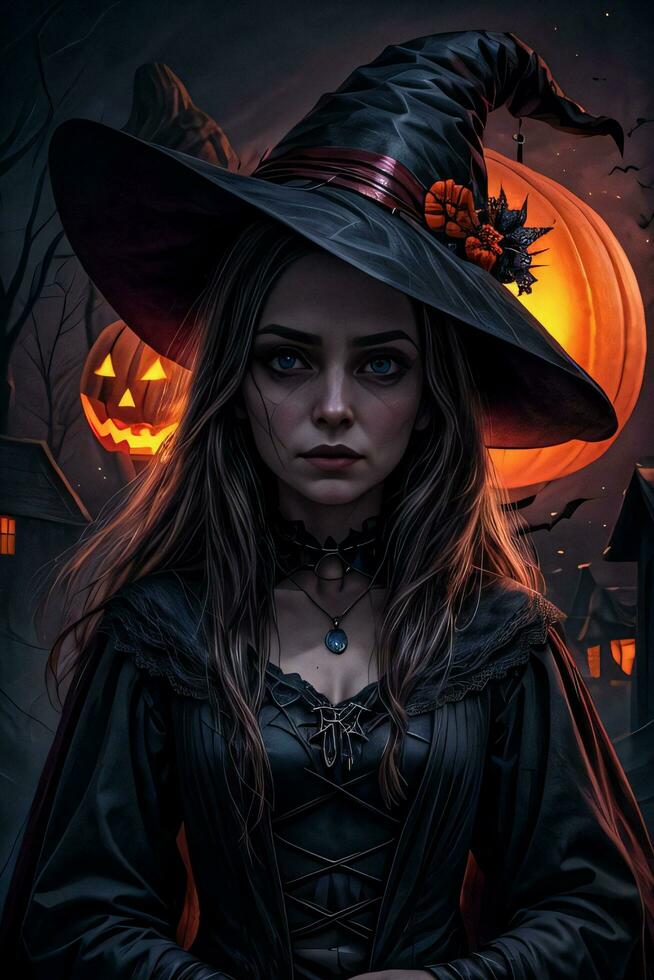 photo portrait de le Halloween sorcière