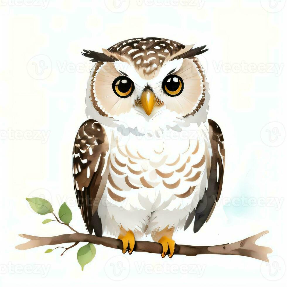 aquarelle les enfants illustration avec mignonne hibou clipart photo