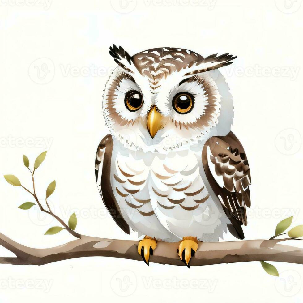 aquarelle les enfants illustration avec mignonne hibou clipart photo