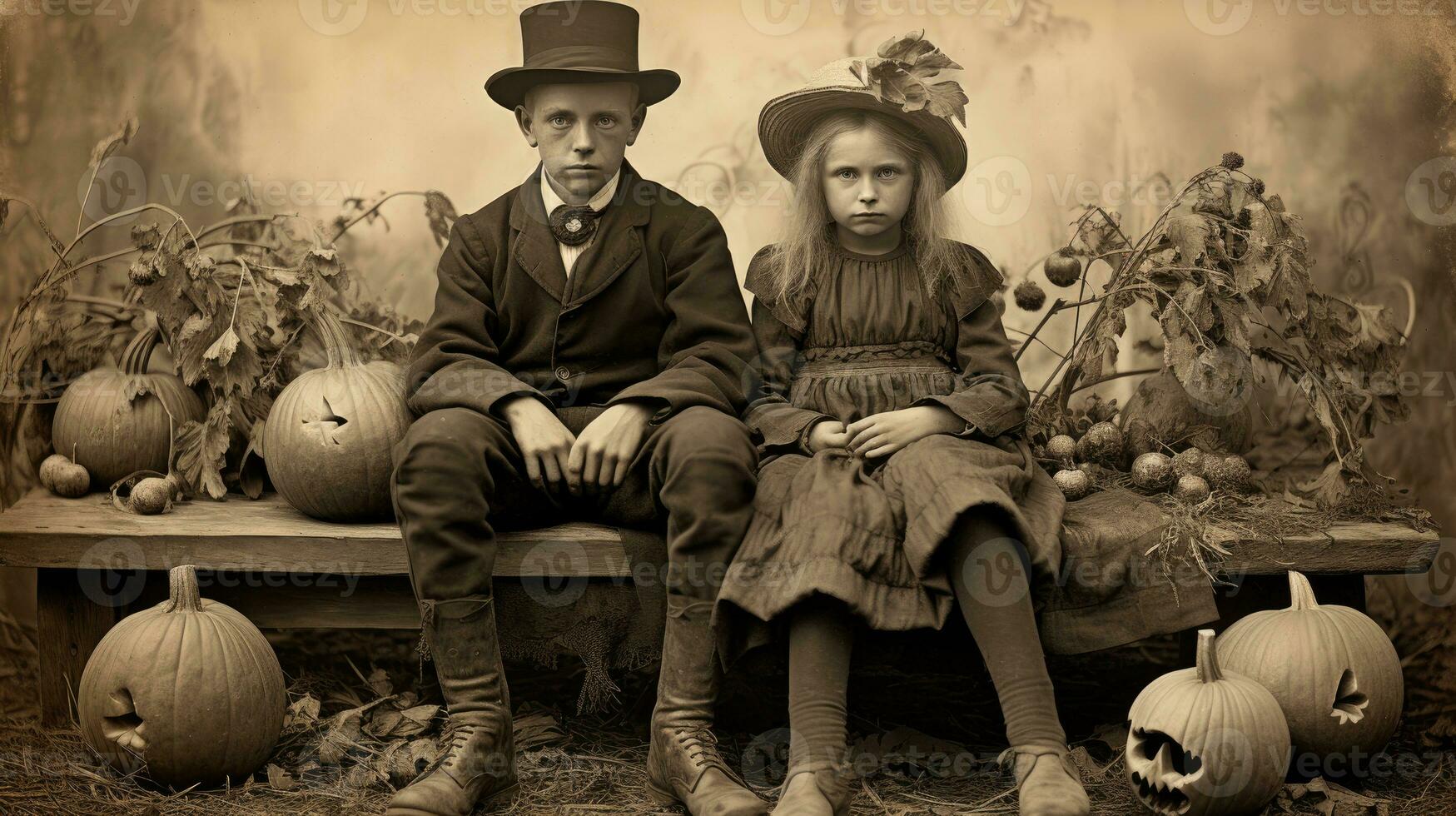 les enfants des gamins Halloween effrayant ancien la photographie masques 19e siècle horreur costumes fête photo