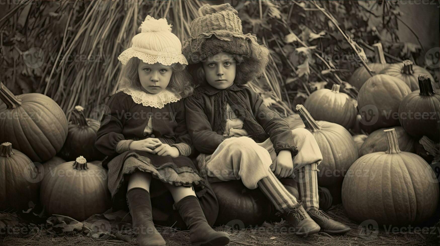 les enfants des gamins Halloween effrayant ancien la photographie masques 19e siècle horreur costumes fête photo