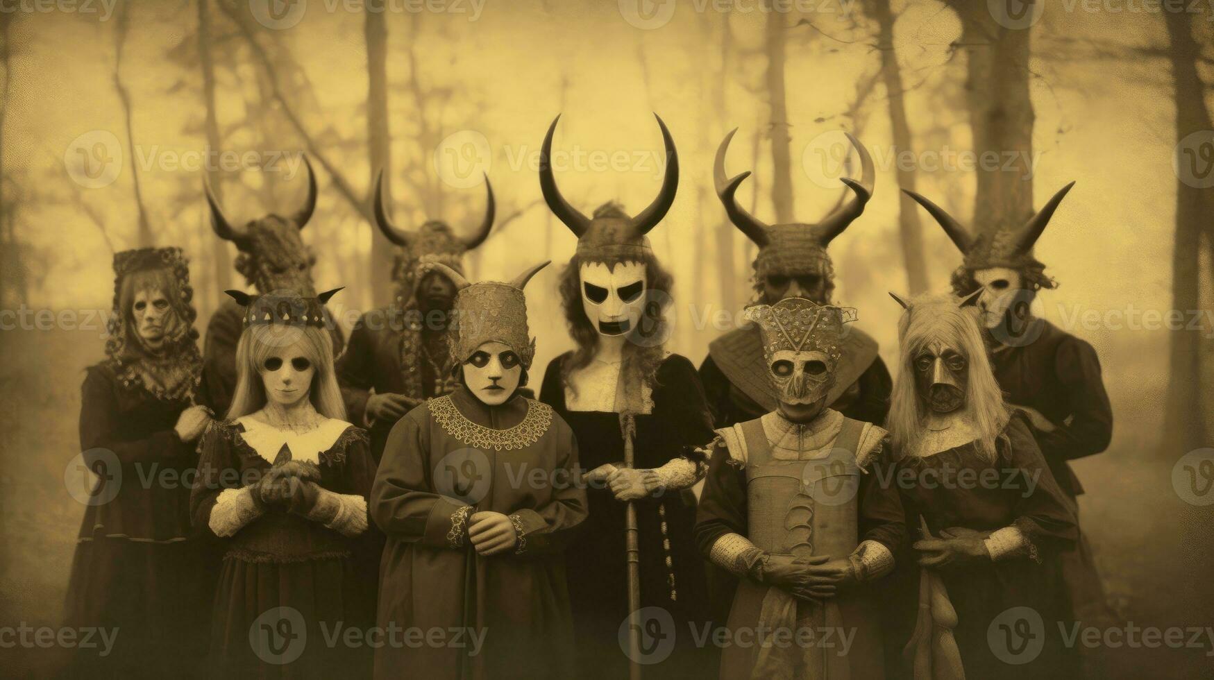 les enfants des gamins Halloween effrayant ancien la photographie masques 19e siècle horreur costumes fête photo