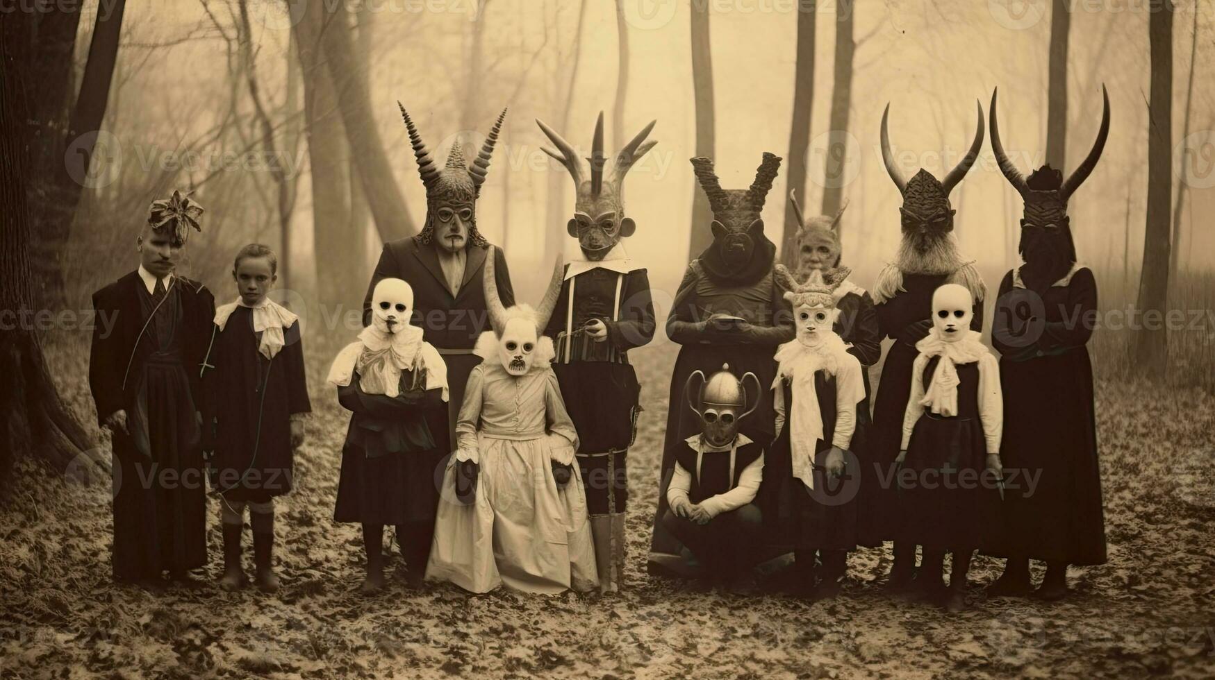 les enfants des gamins Halloween effrayant ancien la photographie masques 19e siècle horreur costumes fête photo