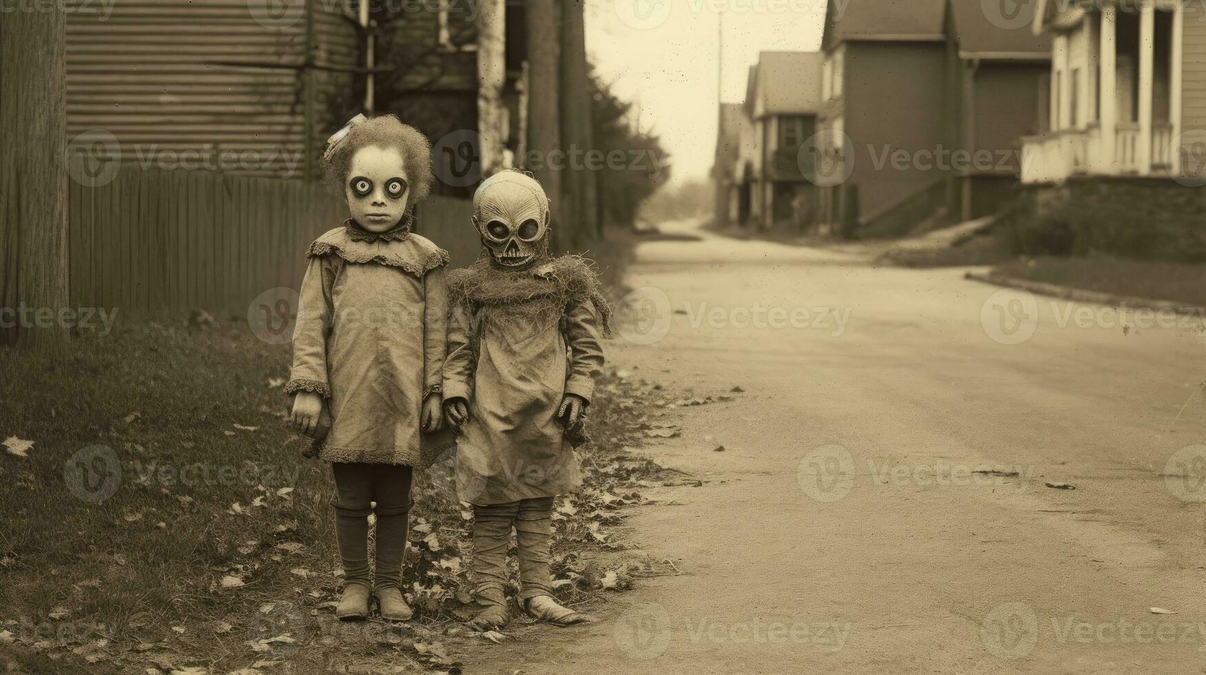 les enfants des gamins Halloween effrayant ancien la photographie masques 19e siècle horreur costumes fête photo