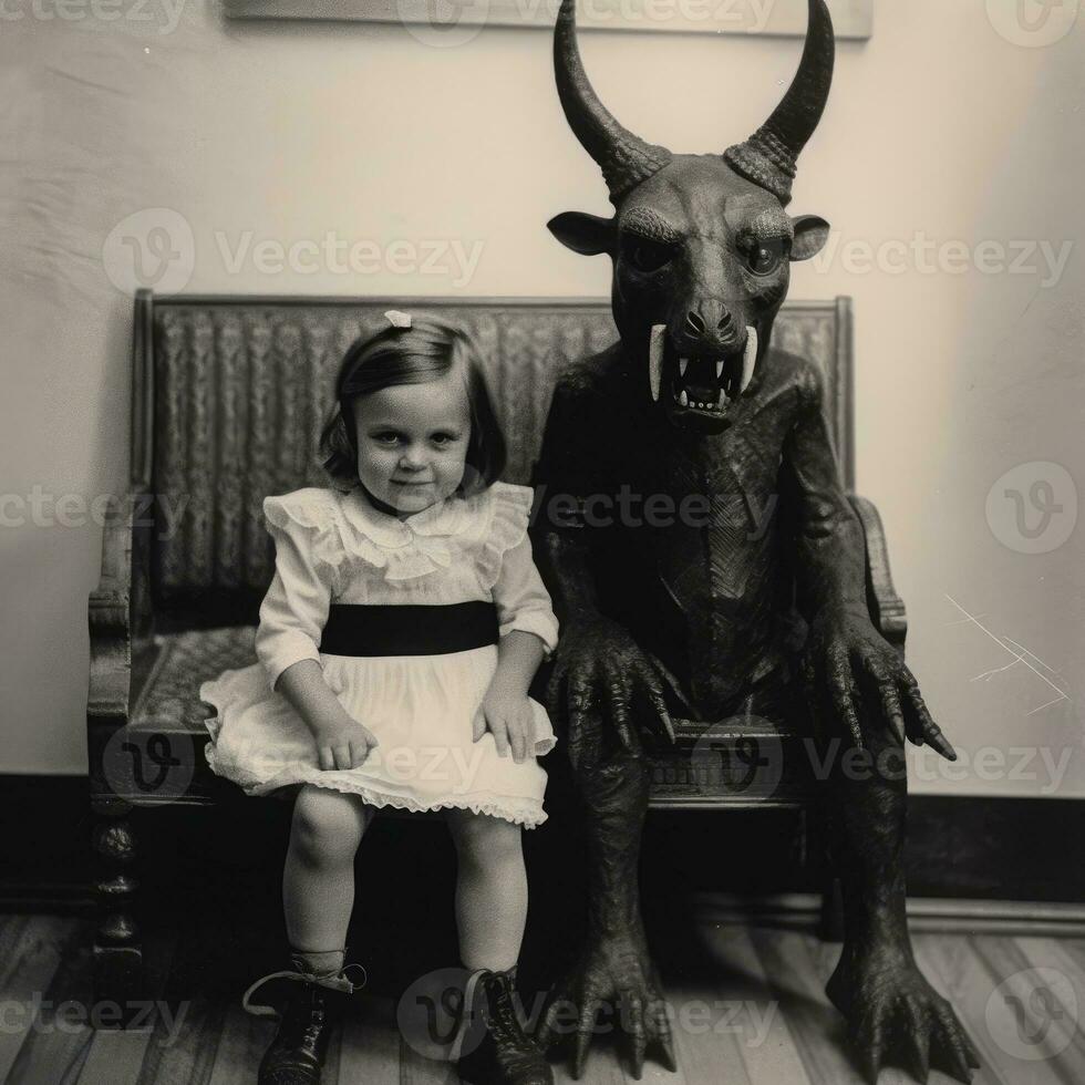 les enfants des gamins Halloween effrayant ancien la photographie masques 19e siècle horreur costumes fête photo