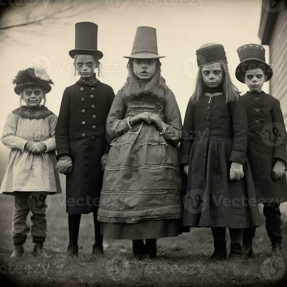 les enfants des gamins Halloween effrayant ancien la photographie masques 19e siècle horreur costumes fête photo