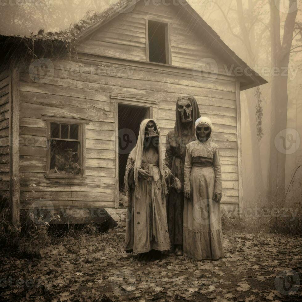 les enfants des gamins Halloween effrayant ancien la photographie masques 19e siècle horreur costumes fête photo