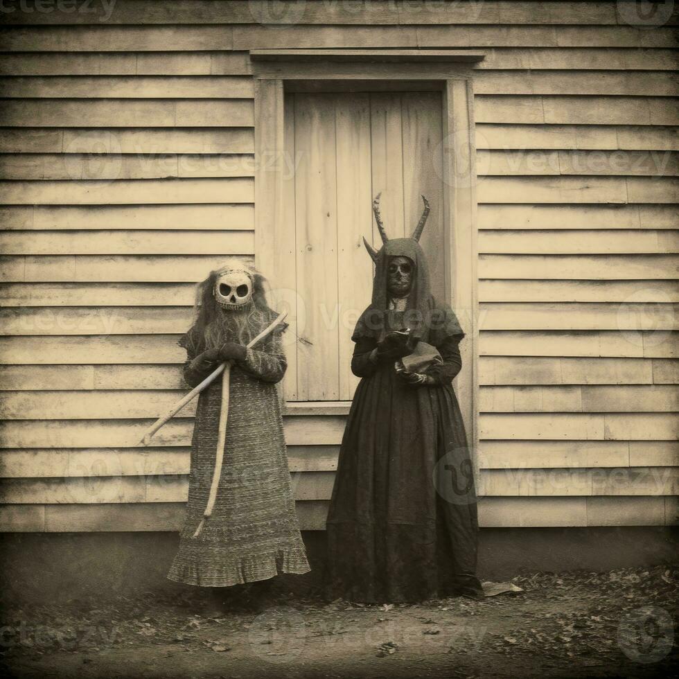 les enfants des gamins Halloween effrayant ancien la photographie masques 19e siècle horreur costumes fête photo