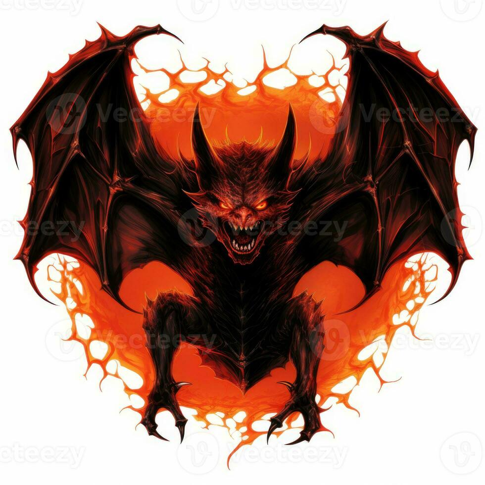 chauve souris crâne Feu Halloween illustration effrayant horreur conception tatouage vecteur isolé autocollant fantaisie photo