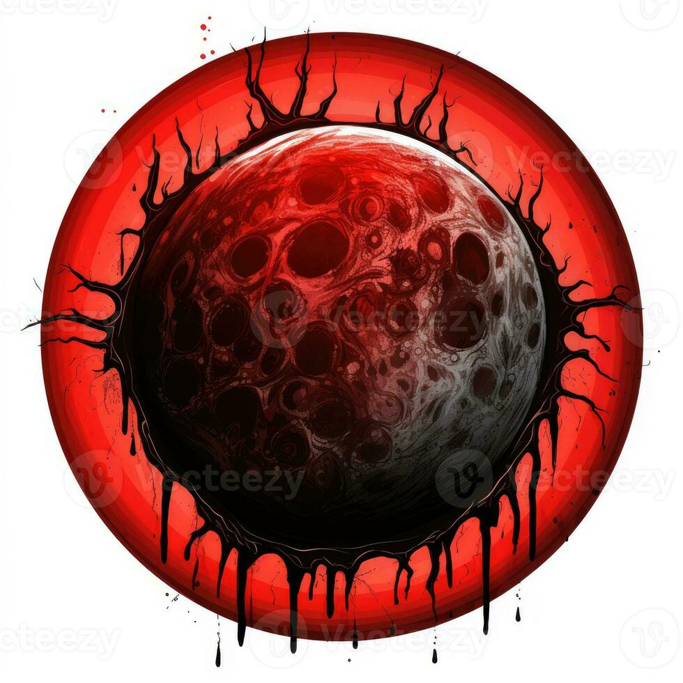 arbre du sang lune Halloween illustration effrayant horreur conception tatouage vecteur isolé autocollant fantaisie photo