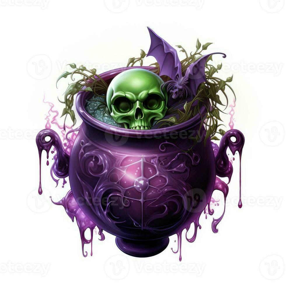 chaudron pot poison Halloween illustration effrayant horreur conception tatouage vecteur isolé fantaisie photo