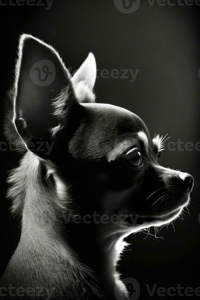 chihuahua petit chien silhouette contour noir blanc rétro-éclairé mouvement tatouage professionnel la photographie photo