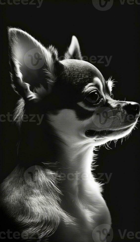 chihuahua petit chien silhouette contour noir blanc rétro-éclairé mouvement tatouage professionnel la photographie photo