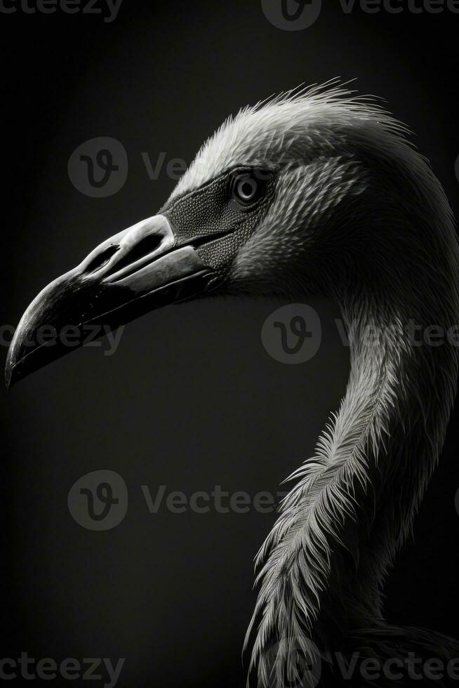 flamant oiseau studio silhouette photo noir blanc ancien rétro-éclairé portrait mouvement contour tatouage