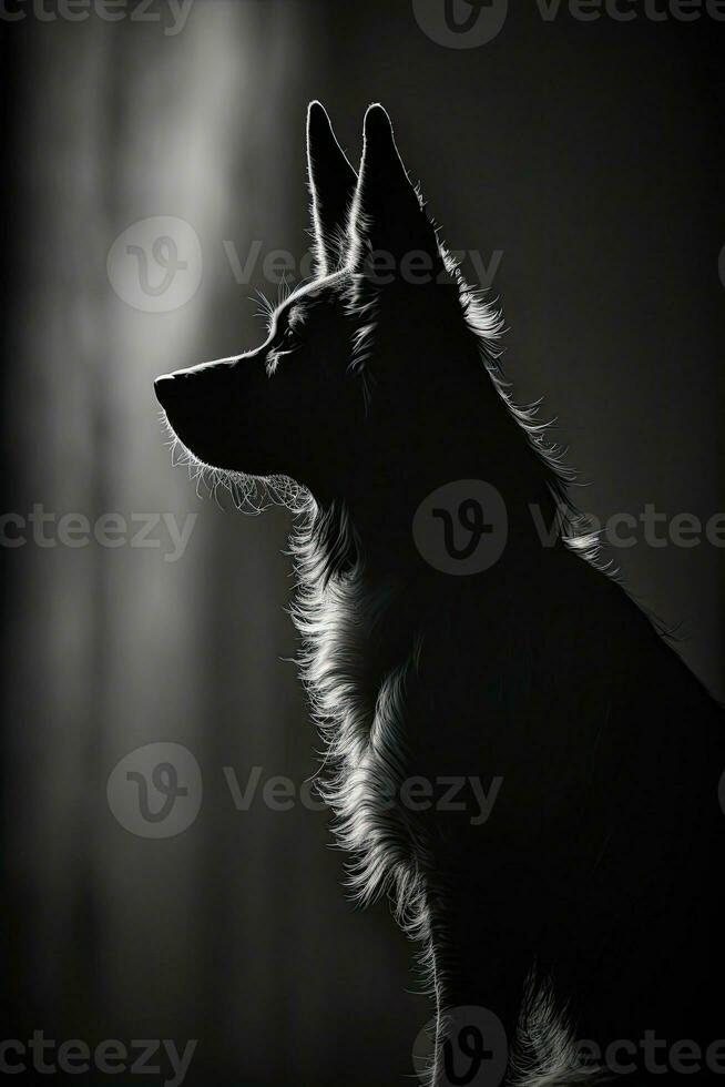 chiot chien silhouette contour noir blanc rétro-éclairé mouvement contour tatouage professionnel la photographie photo