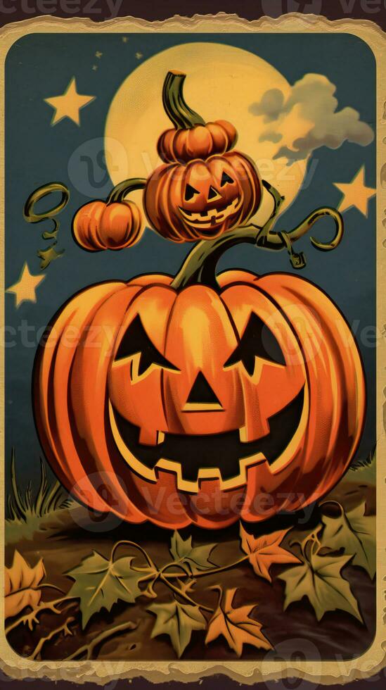 épouvantail bogey ancien rétro livre carte postale illustration Années 50 effrayant Halloween costume sorcière photo