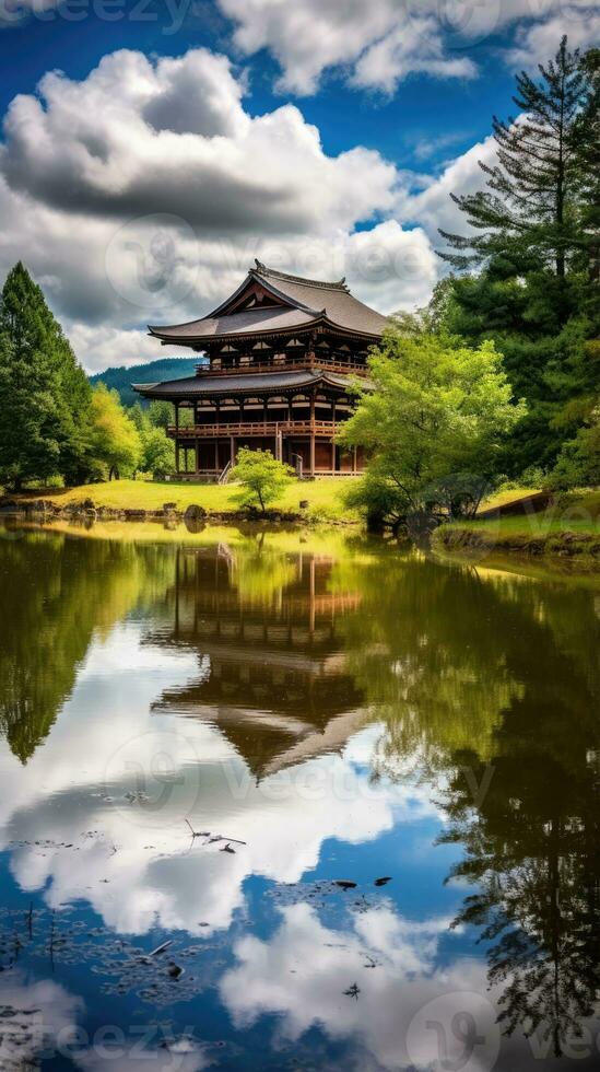 Japon Zen temple aujourd'hui paysage panorama vue la photographie Sakura fleurs pagode paix silence photo