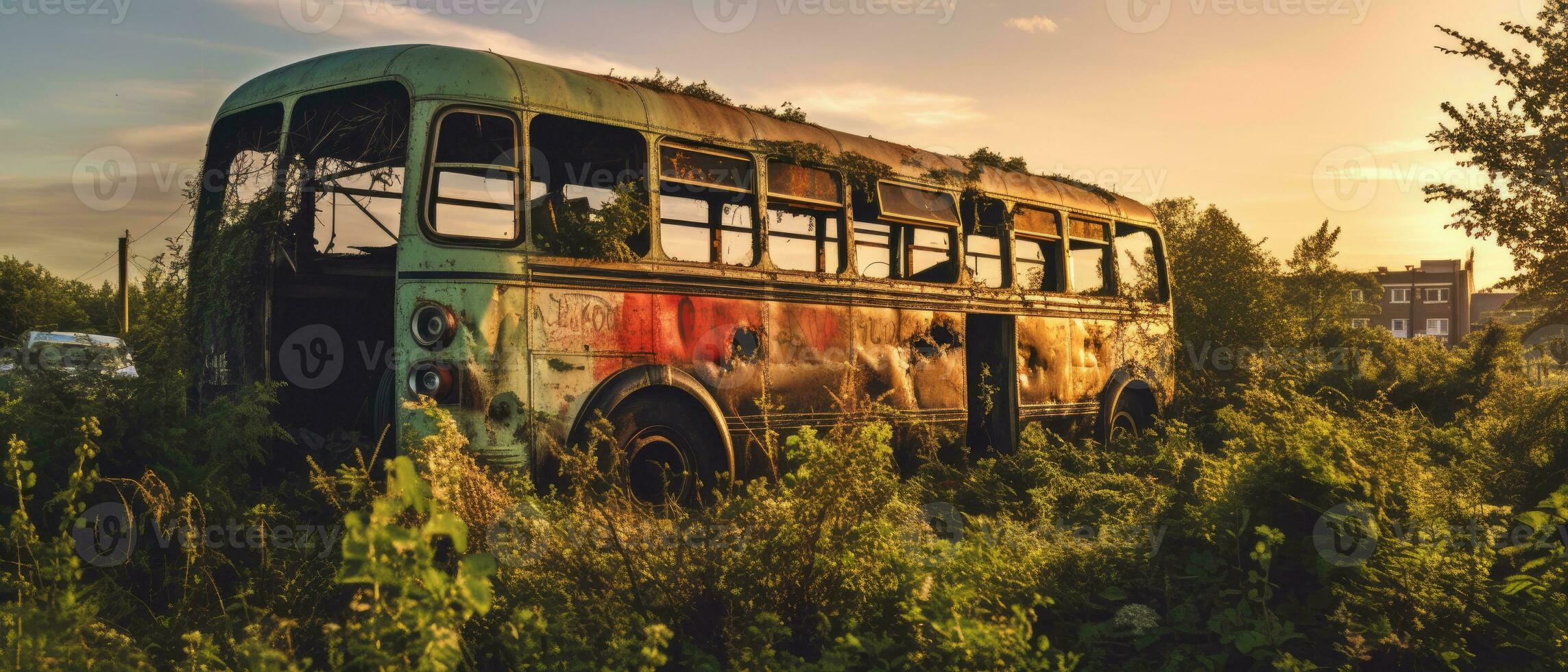 rouge autobus double decker Londres Publier apocalypse paysage Jeu fond d'écran photo art illustration rouille