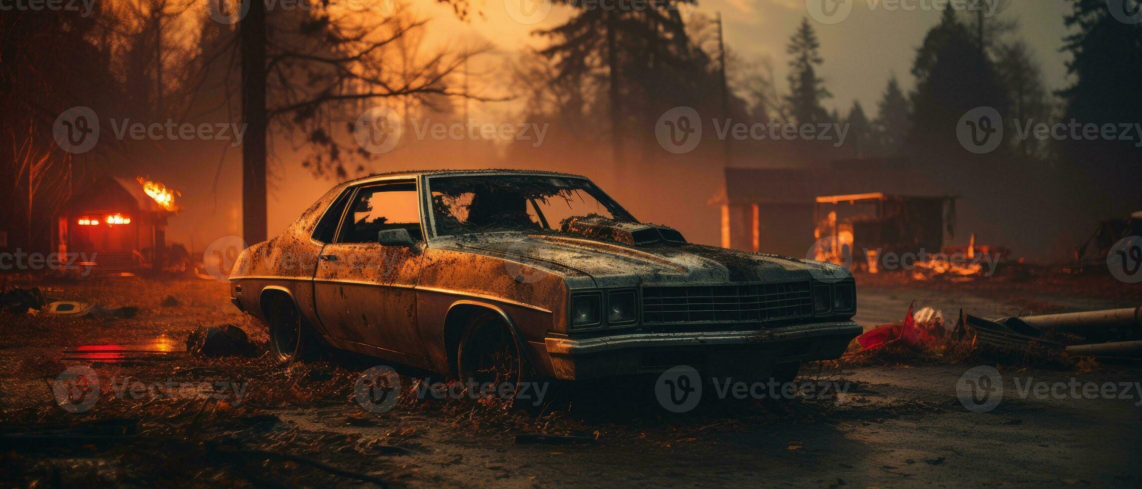 rétro voiture muscle isolé Publier apocalypse paysage Jeu fond d'écran photo art illustration rouille