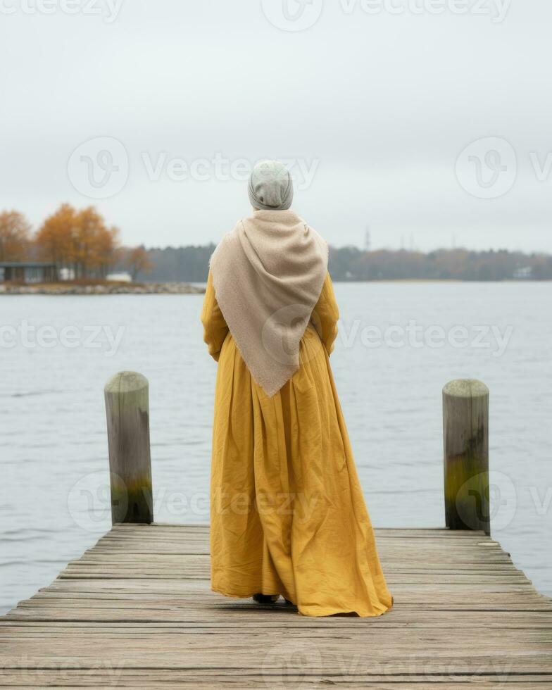 en hausse méditation silence réflexion du repos Lac paysage silence photo Zen relaxation solitaire femme