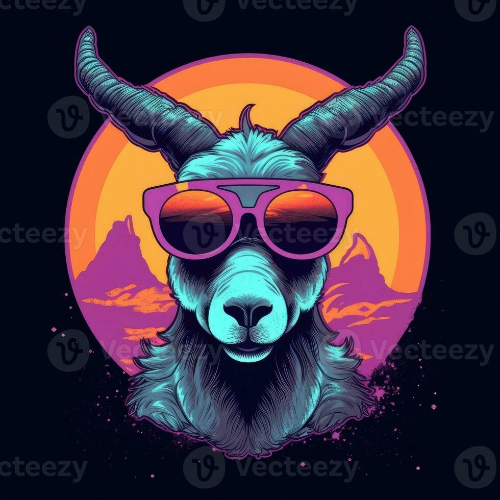 cerf élan des lunettes T-shirt conception maquette imprimable couverture tatouage isolé vecteur illustration art photo