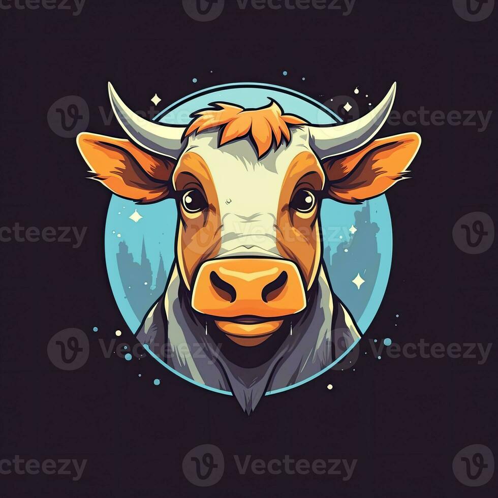 fou vache crier T-shirt conception maquette imprimable couverture tatouage isolé vecteur illustration ouvrages d'art photo