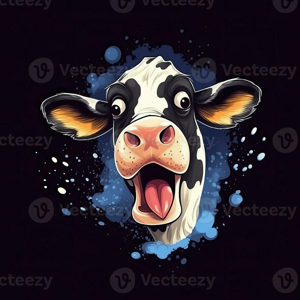 fou vache crier T-shirt conception maquette imprimable couverture tatouage isolé vecteur illustration ouvrages d'art photo