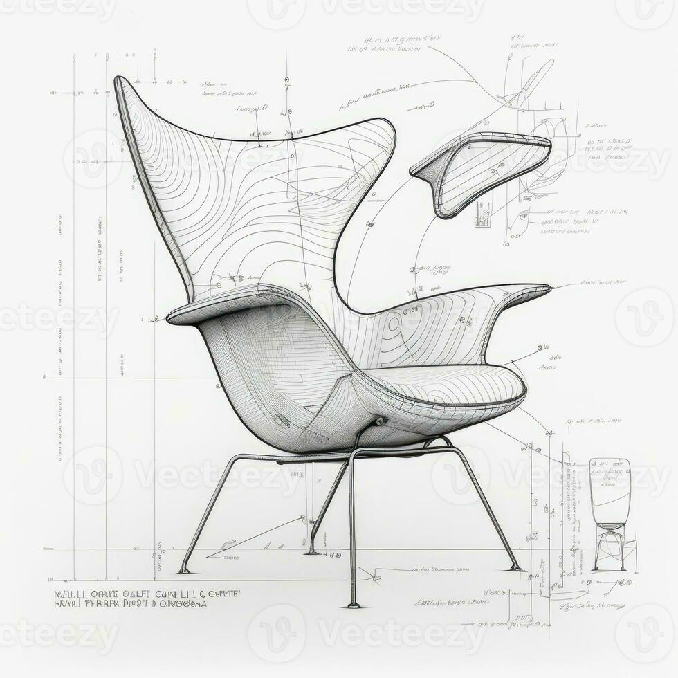 fauteuil rétro futuriste meubles esquisser illustration main dessin référence designer idée photo