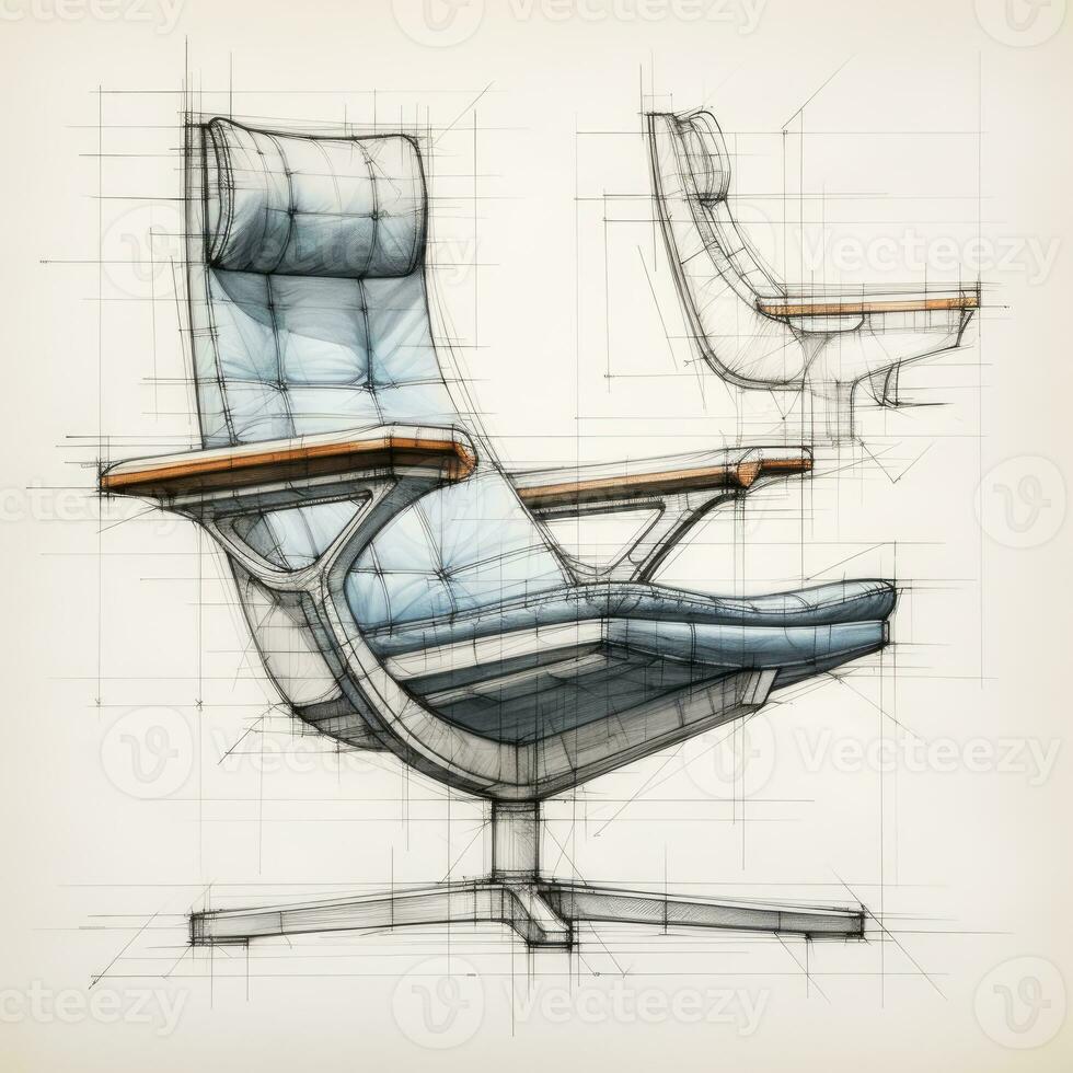 fauteuil rétro futuriste meubles esquisser illustration main dessin référence designer idée photo