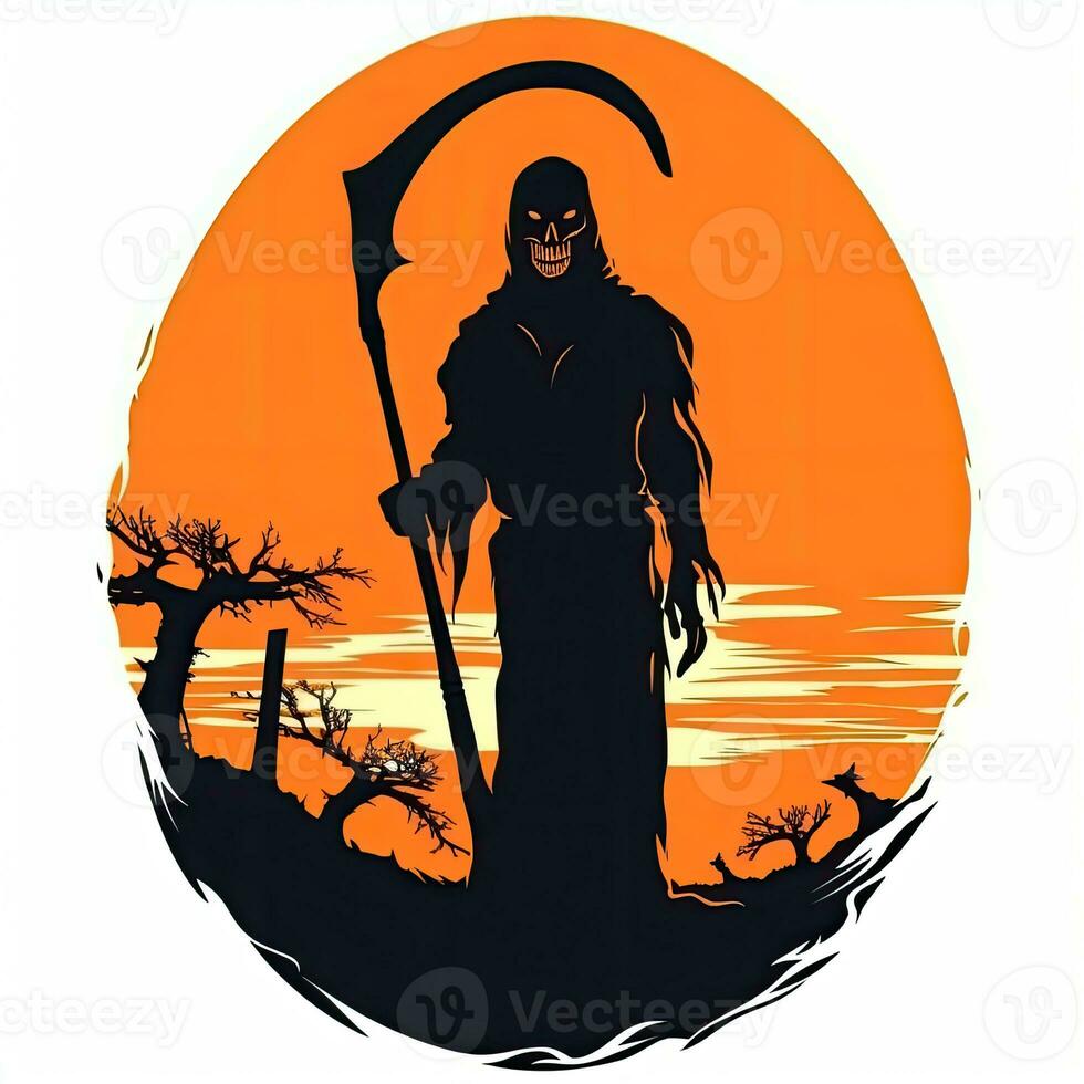 moissonneuse décès Halloween clipart illustration vecteur T-shirt conception autocollant Couper album tatouage photo