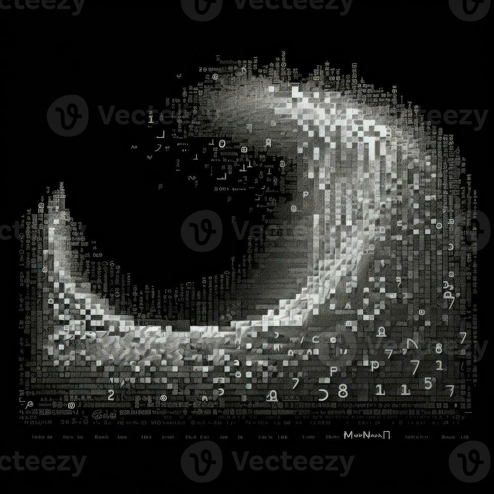 numérique vagues pixel art noir et blanc illustration matrice photo